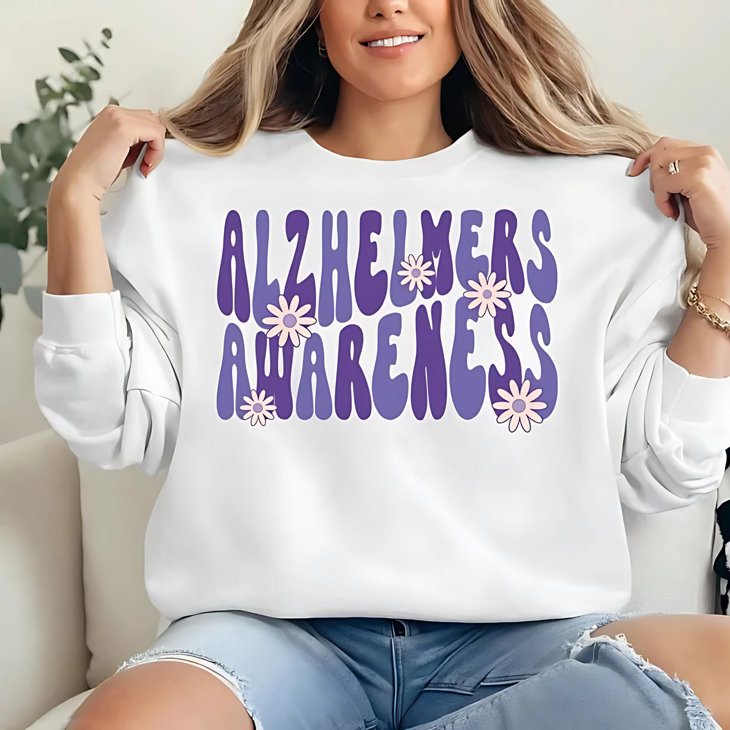 Alzheimer’s Awareness Flower Tee/Crewneck Sweatshirt-Adult