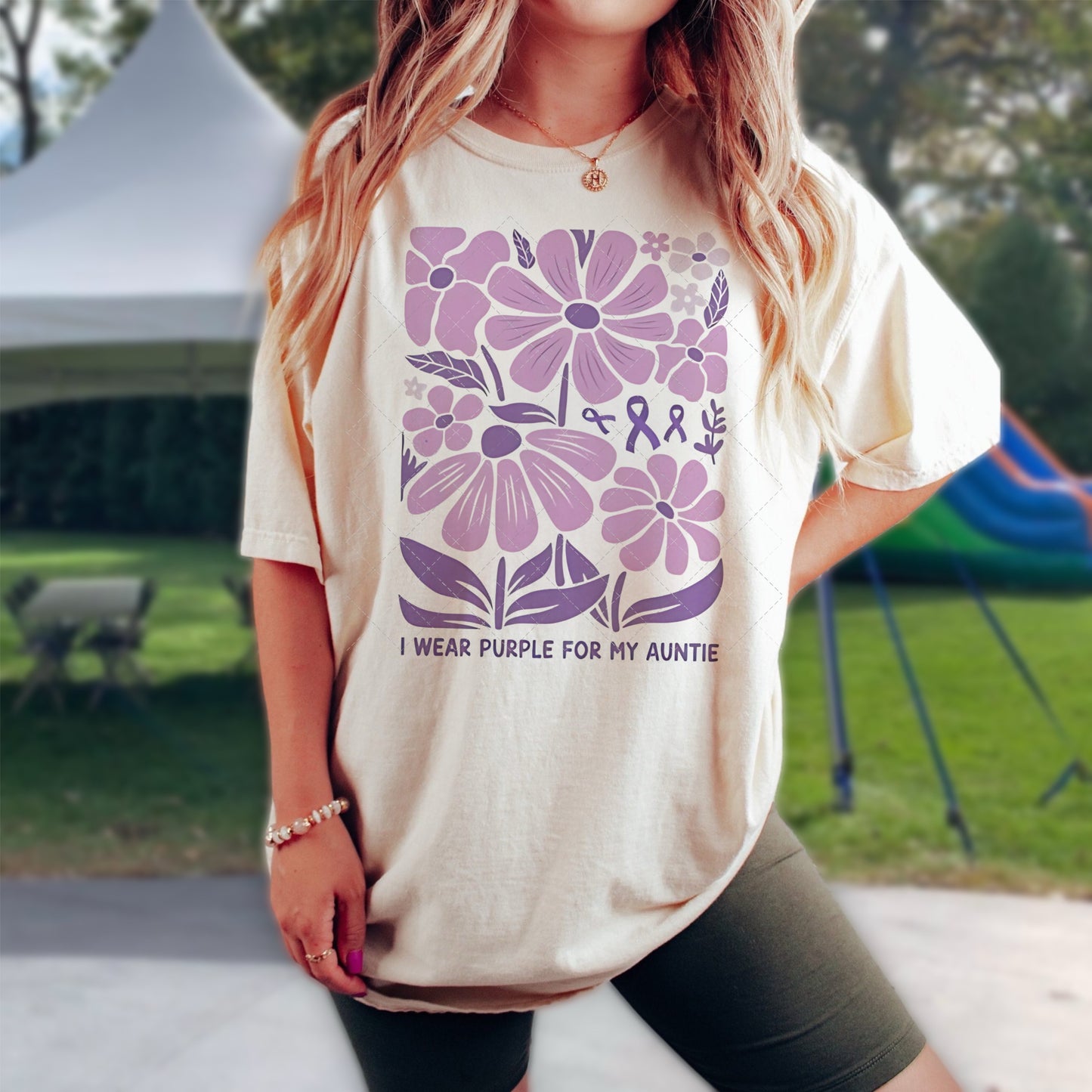 Customizable “I Wear Purple For” Alzheimer’s Awareness Flower Collage Tee 2t-Youth