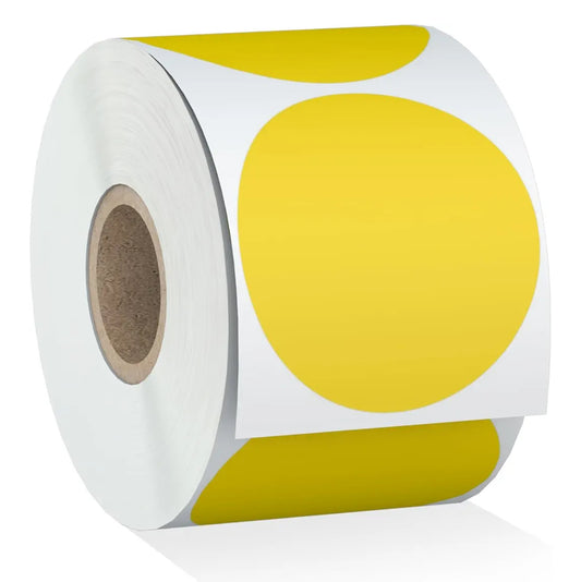 2" Round Yellow Matte Thermal Stickers