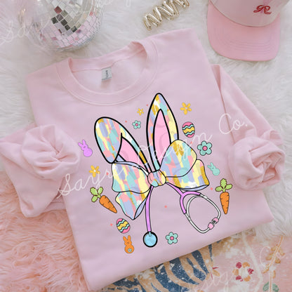 Bunny Stethoscope Bow Shirt/Long Sleeve/Crewneck/Hoodie