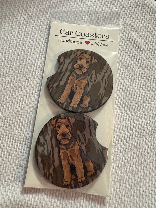 Airedales Duck Camo Car Coasters