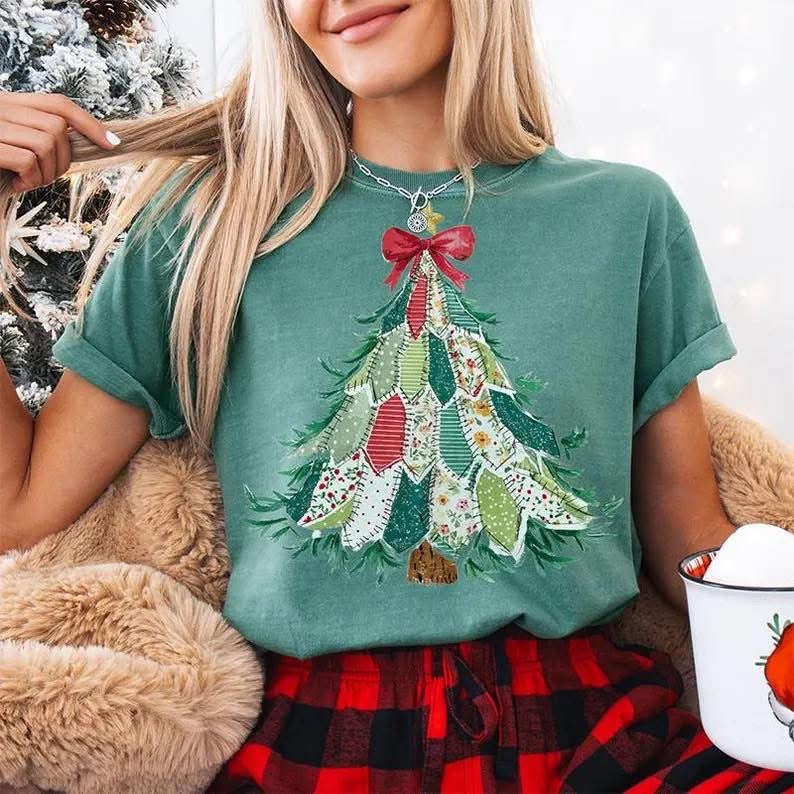 Quilted Christmas Tree Shirt/Long Sleeve/Crewneck/Hoodie