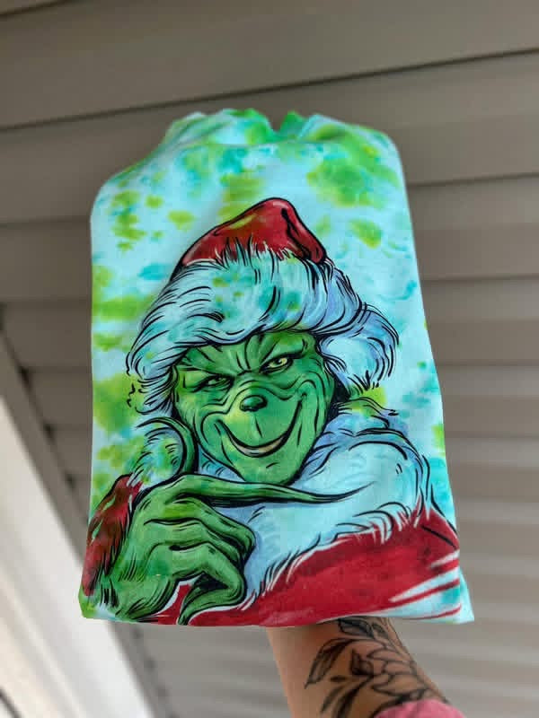 Hand Dyed Tie-Dye Santa Green Guy Sublimated Crewneck- Closes 10/18!
