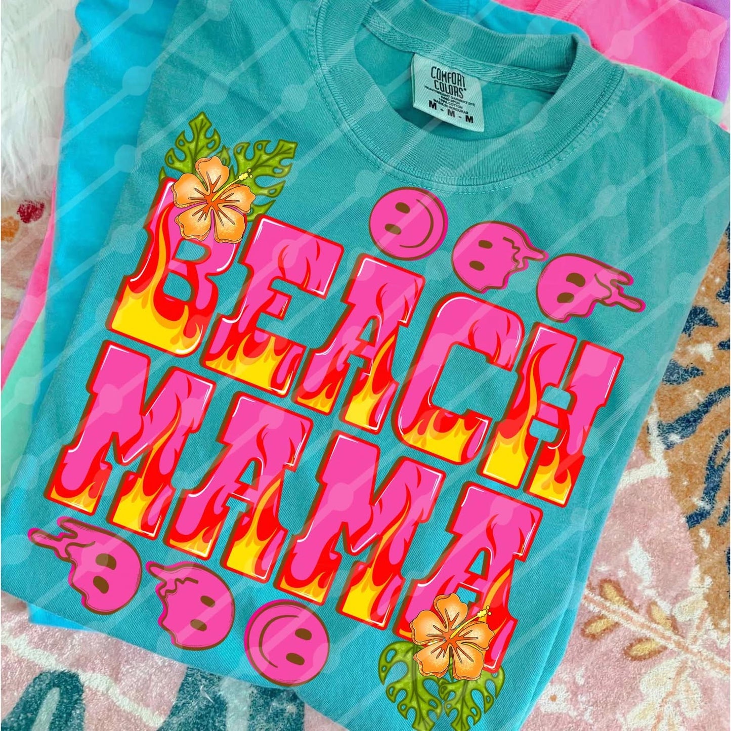 Pink & Flames Beach Mama Tee/Tank