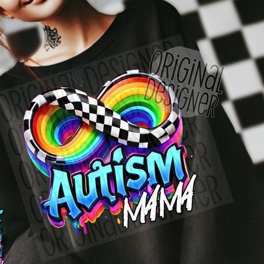 Checkered Infinity Autism Mama Onesie/Shirt/Long Sleeve/Crewneck/Hoodie