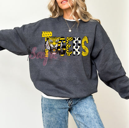 Yellow Tigers Spirit Text Shirt/Long Sleeve/Crewneck/Hoodie