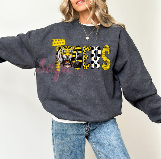 Yellow Tigers Spirit Text Shirt/Long Sleeve/Crewneck/Hoodie