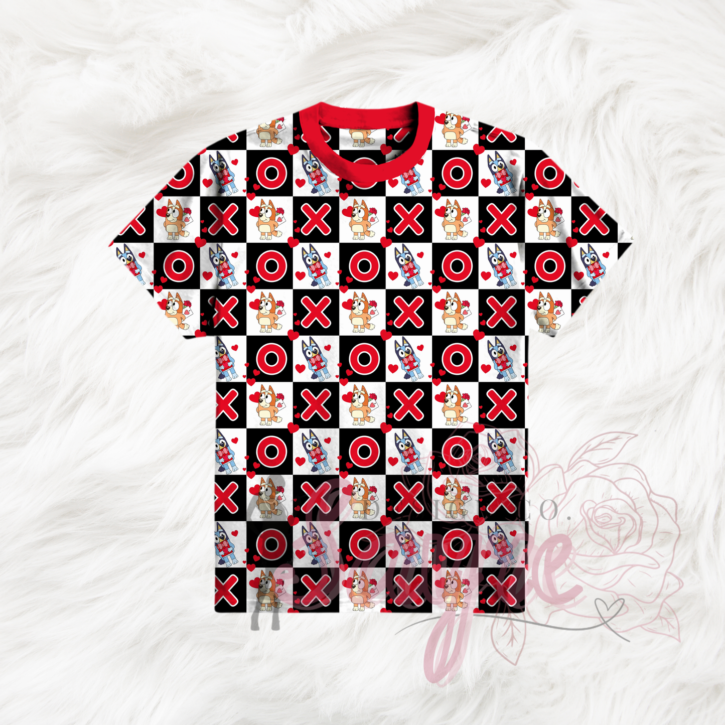 Black Check Bluey Valentine’s Day 0/3M-Adult 4XL