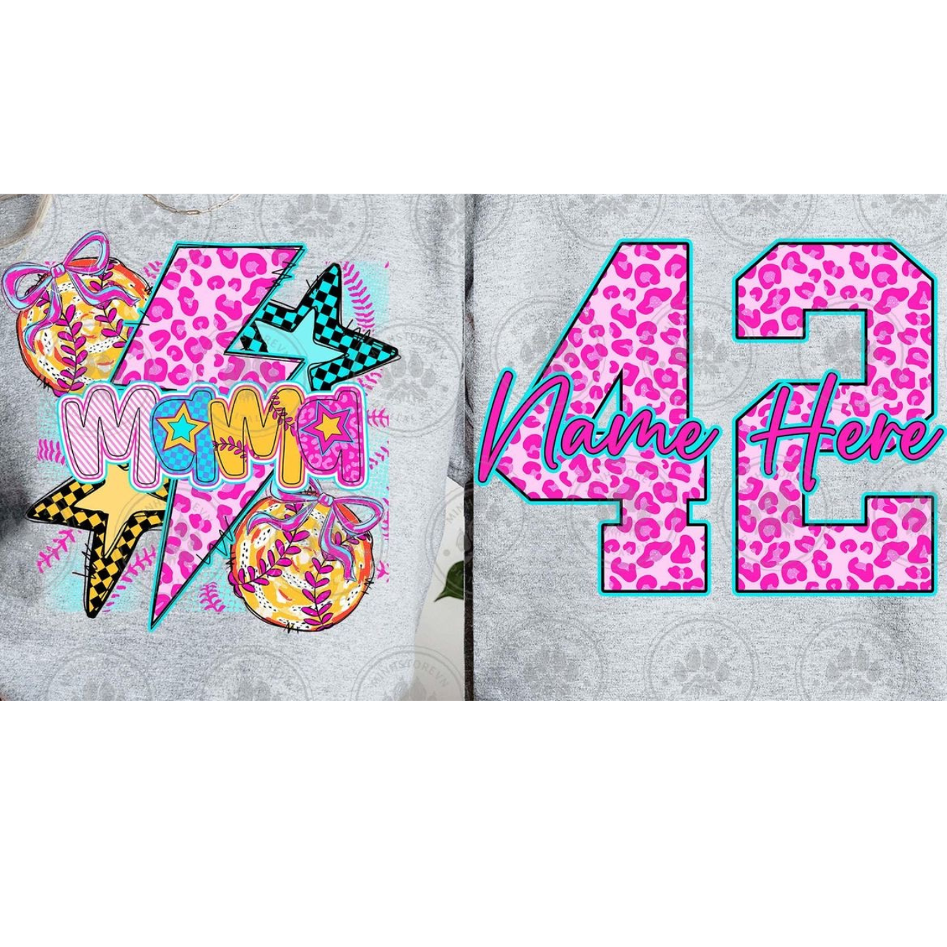 Custom Pink Leopard Softball Mama Front/Back
