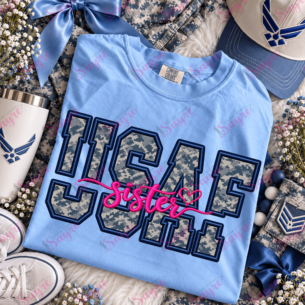 Faux Embroidery USAF Sister Pink- PNG