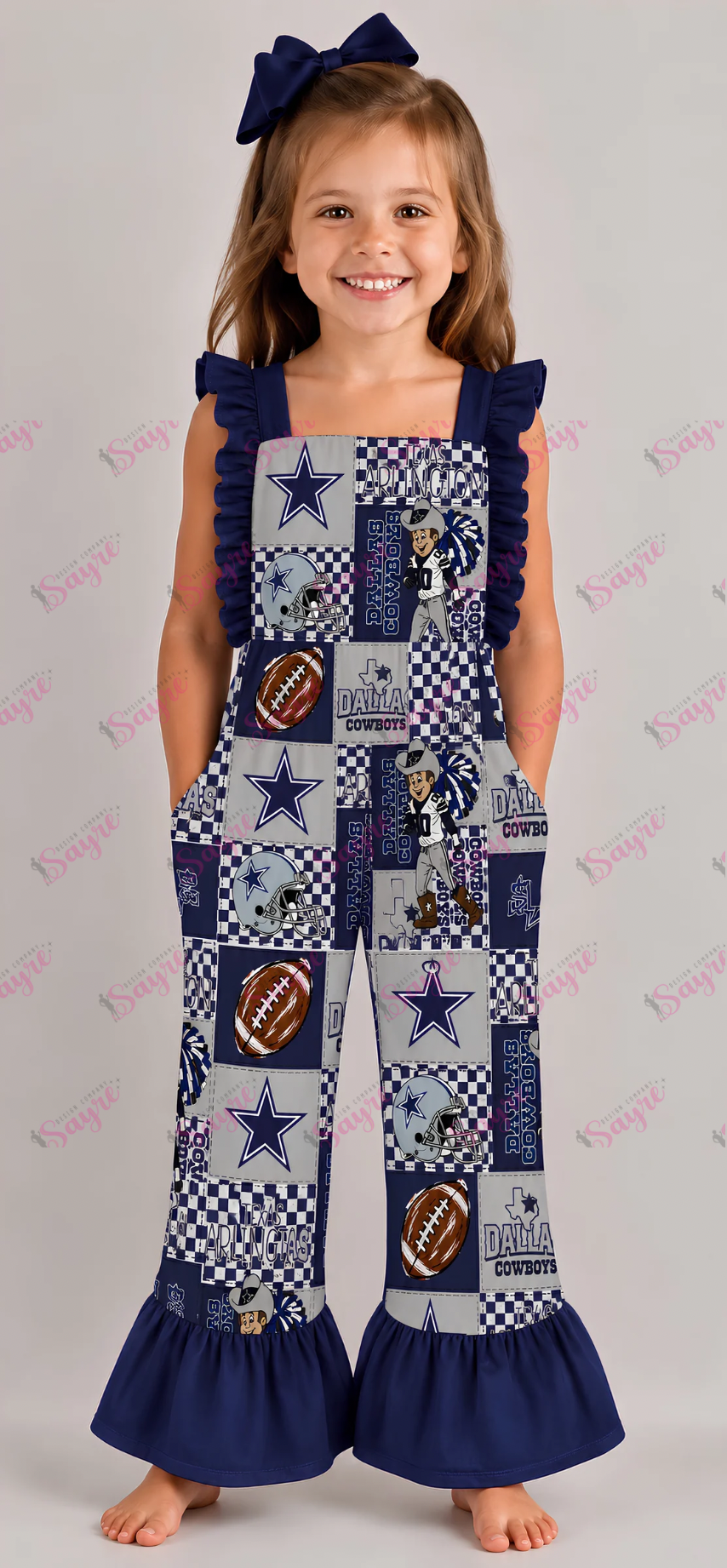 Team Bow Patchwork Romper