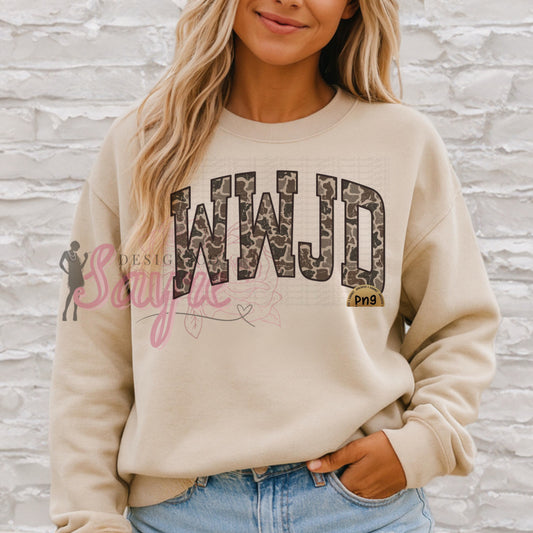 WWJD Camo Varsity Shirt/Sweatshirt