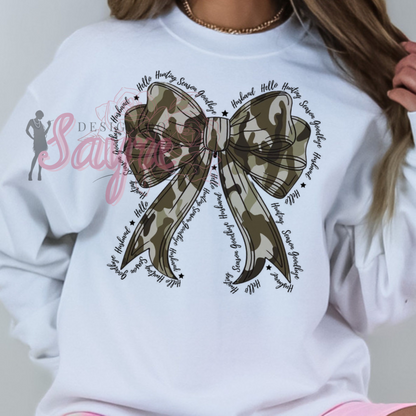 Hello Hunting Season Goodbye Husband Camo Bow Shirt/Sweatshirt