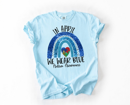 Glitter Rainbow We Wear Blue Adult- Closes 3/20