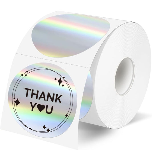 2" Round Silver Holographic Thermal Stickers