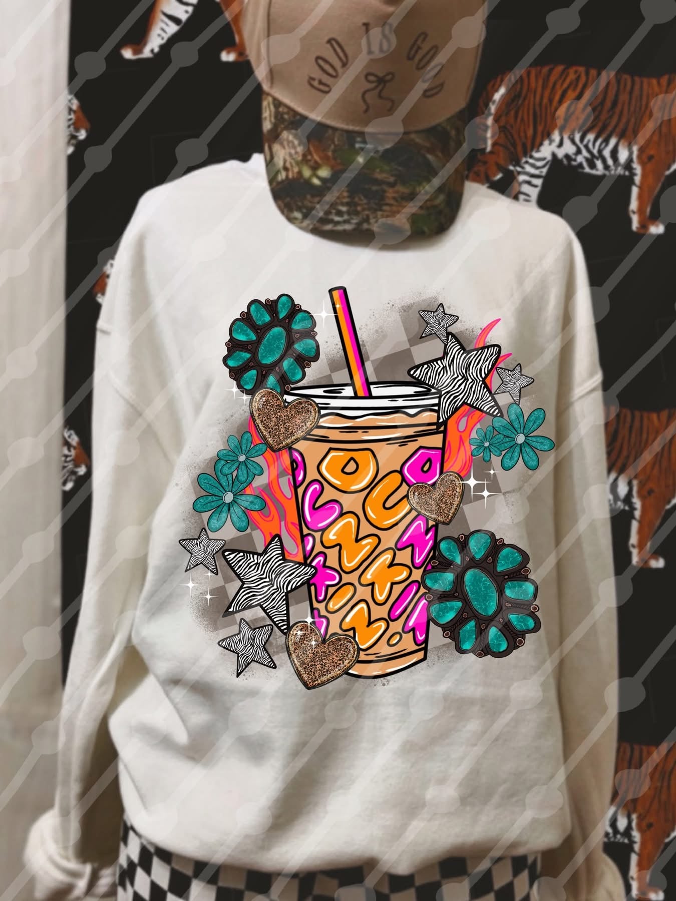 Dunkin’ Turquoise Pieces Tee/Sweatshirt