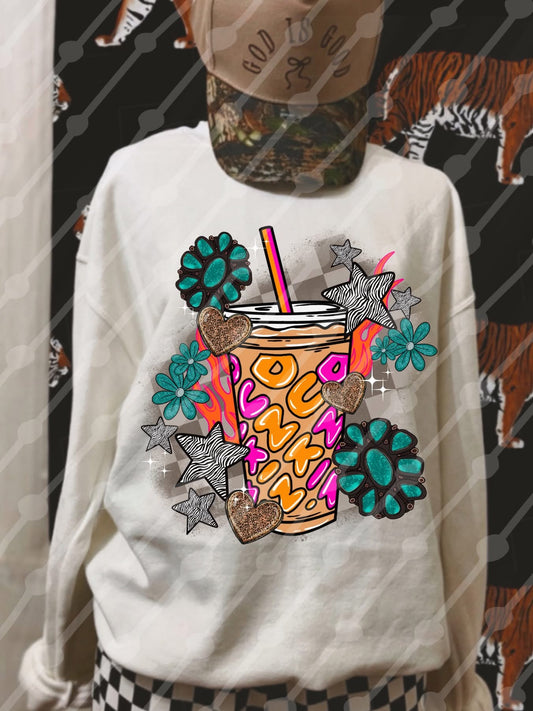 Dunkin’ Turquoise Pieces Tee/Sweatshirt
