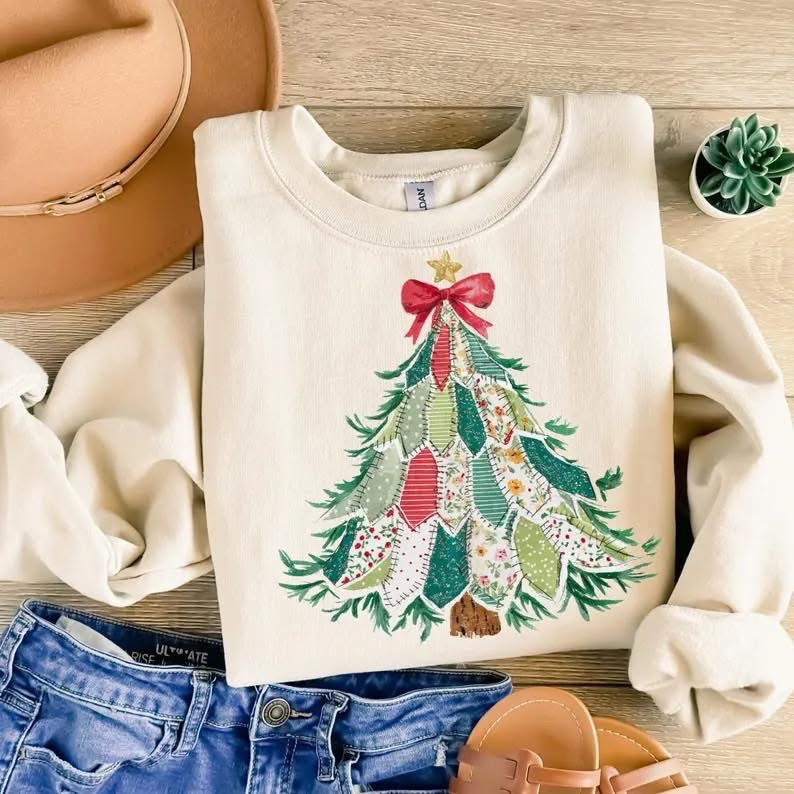 Quilted Christmas Tree Shirt/Long Sleeve/Crewneck/Hoodie