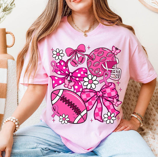 Football, Flowers, & Bows Pink Out Tee/Sweatshirt/Hoodie
