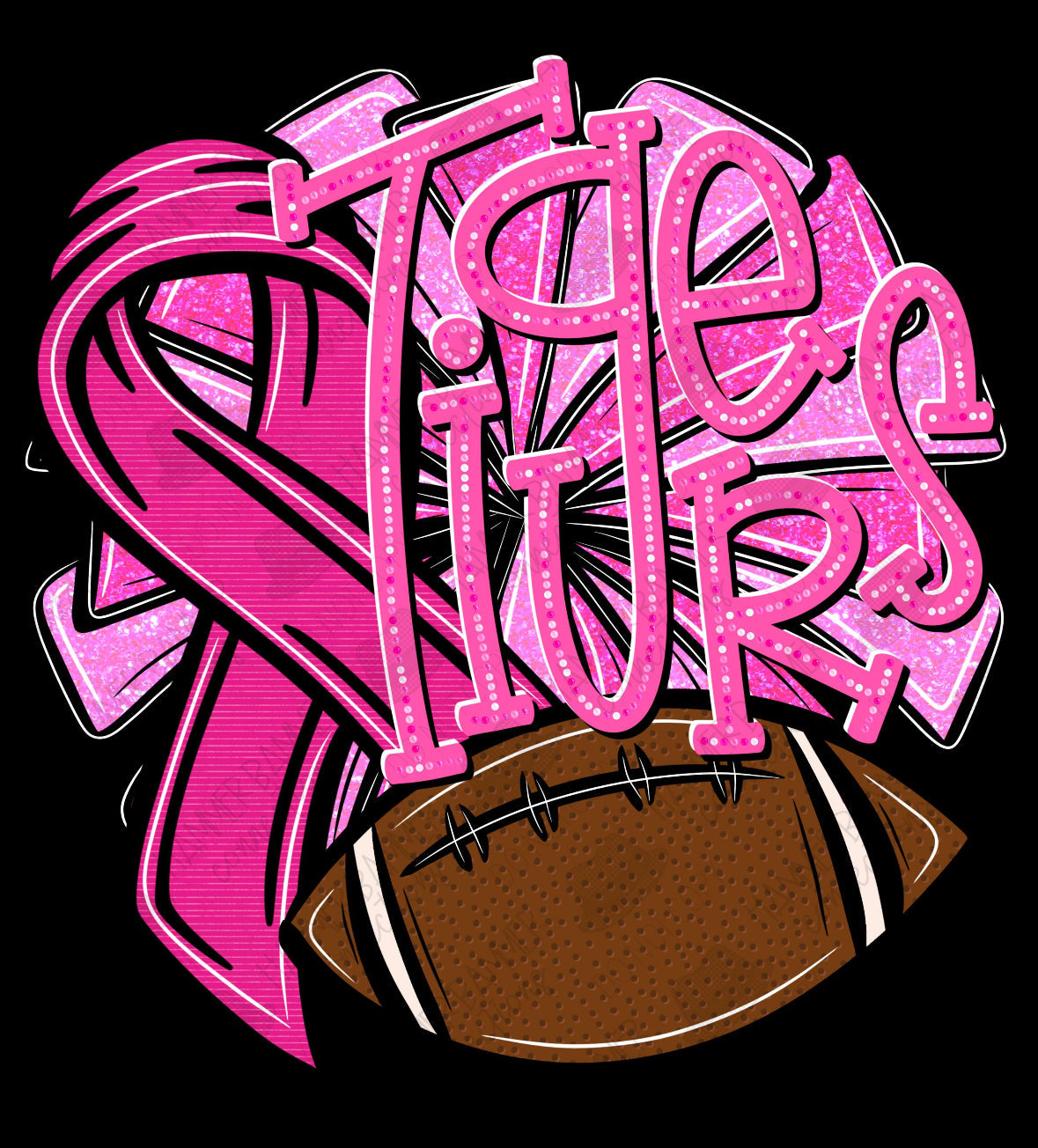 Team Customizable Pom & Football Pink Out Tee/Crewneck Sweatshirt