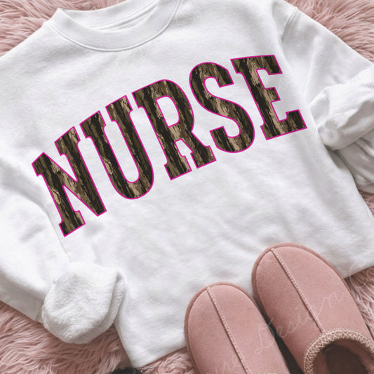 Pink & Woodland Camo Nurse Shirt/Sweatshirt