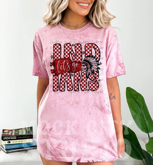 Colorblast Let’s Go Indians Checkered Pennant Tee