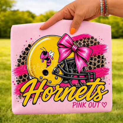 Customizable Pink Out Football Helmet Tee/Crewneck Sweatshirt