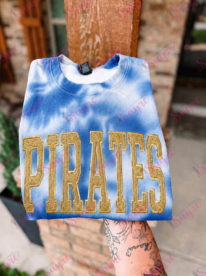CUSTOM Tie-Dye & Glittered Embroidered Team Crewneck Sweatshirt- Closes 8/9!