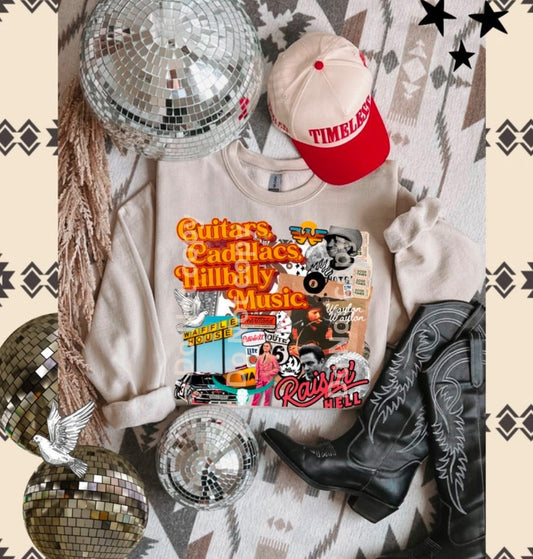 Hillbilly Music Vintage Collage Shirt/Long Sleeve/Crewneck/Hoodie