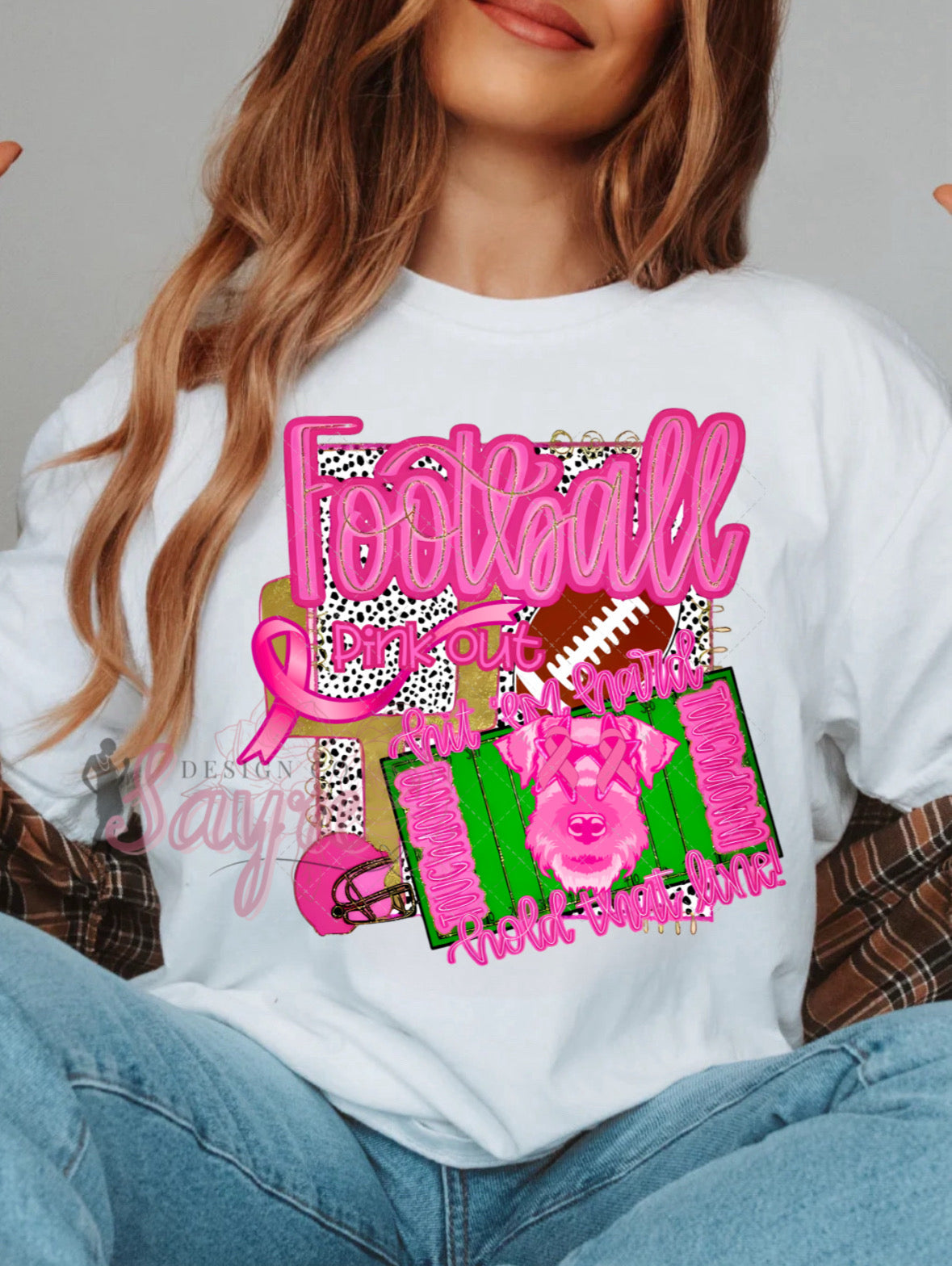 Team Customizable Girly Preppy Football Pink Out Tee/Crewneck Sweatshirt