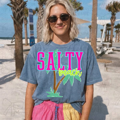 Salty Beach Palm Tree Tee/Tank