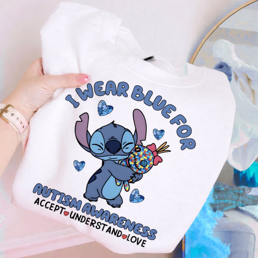 Alien I Wear Blue Autism Awareness Onesie/Shirt/Long Sleeve/Crewneck/Hoodie