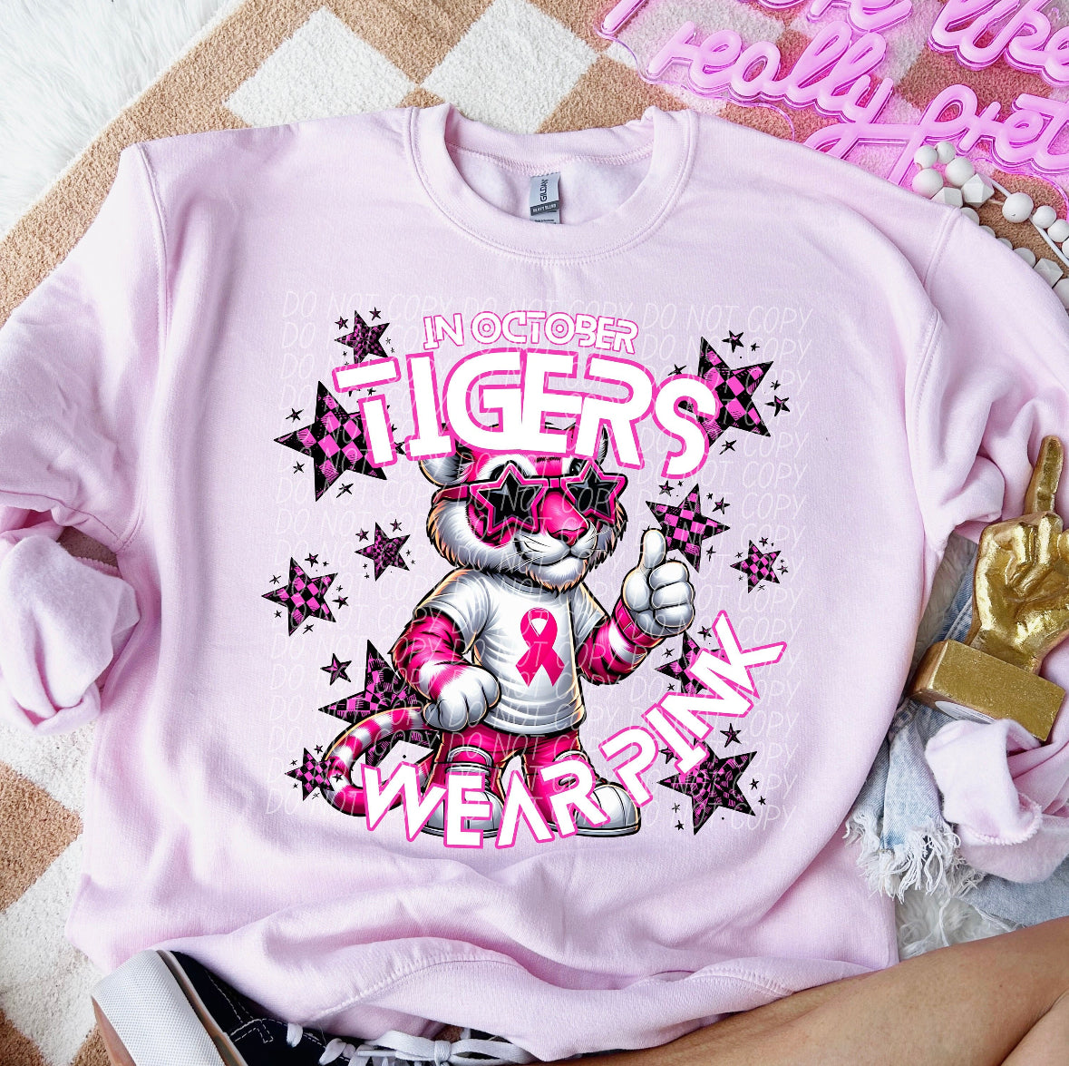 Team Customizable In October Mascot Wear Pink Tee/Sweatshirt