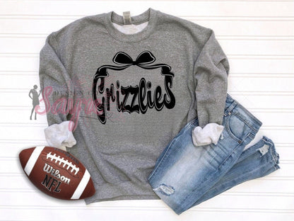 Black Bow Grizzlies Shirt/Long Sleeve/Crewneck/Hoodie