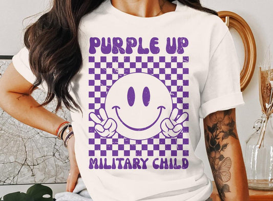 Smiley Military Child Purple Up Onesie/Shirt/Long Sleeve/Crewneck/Hoodie