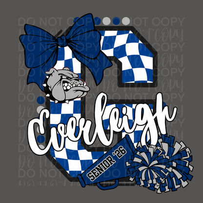 Customizable Senior Cheer Checkered Letter Shirt/Long Sleeve/Crewneck/Hoodie