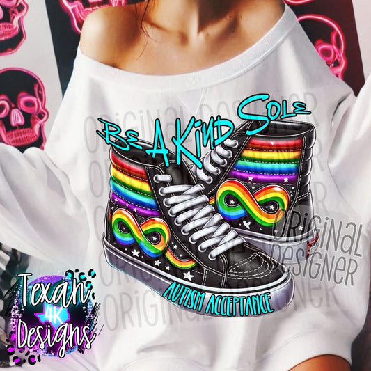 Be a Kind Sole Infinity Autism Shoe Onesie/Shirt/Long Sleeve/Crewneck/Hoodie