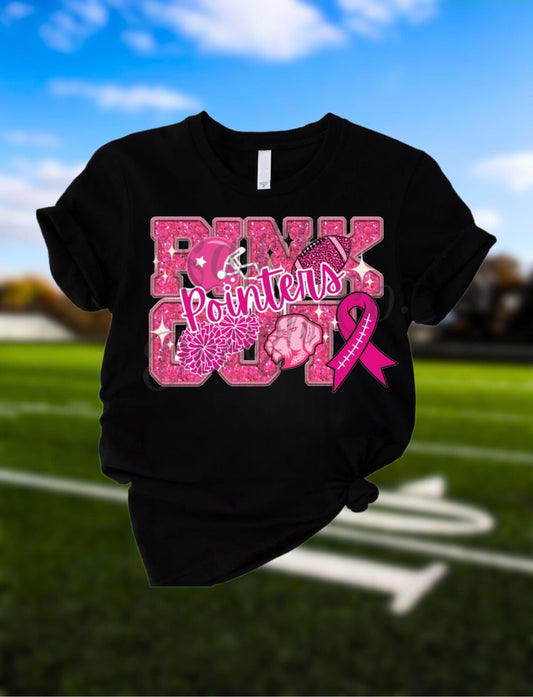 Team Customizable Varsity Football/Cheer Pink Out Tee/Sweatshirt/Hoodie