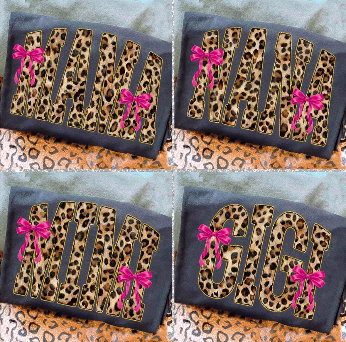 Customizable Cheetah Pink Bow Tee/Sweatshirt