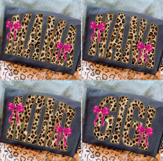 Customizable Cheetah Pink Bow Tee/Sweatshirt