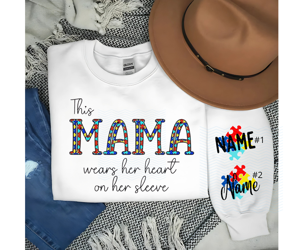 Heart On Sleeve Mama Autism Crewneck Adult- Closes 3/20