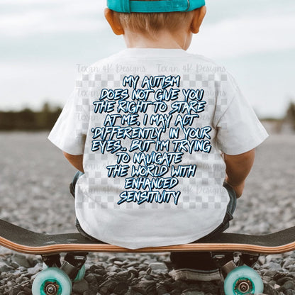 My Autism Does Not Blue Onesie/Shirt/Long Sleeve/Crewneck/Hoodie