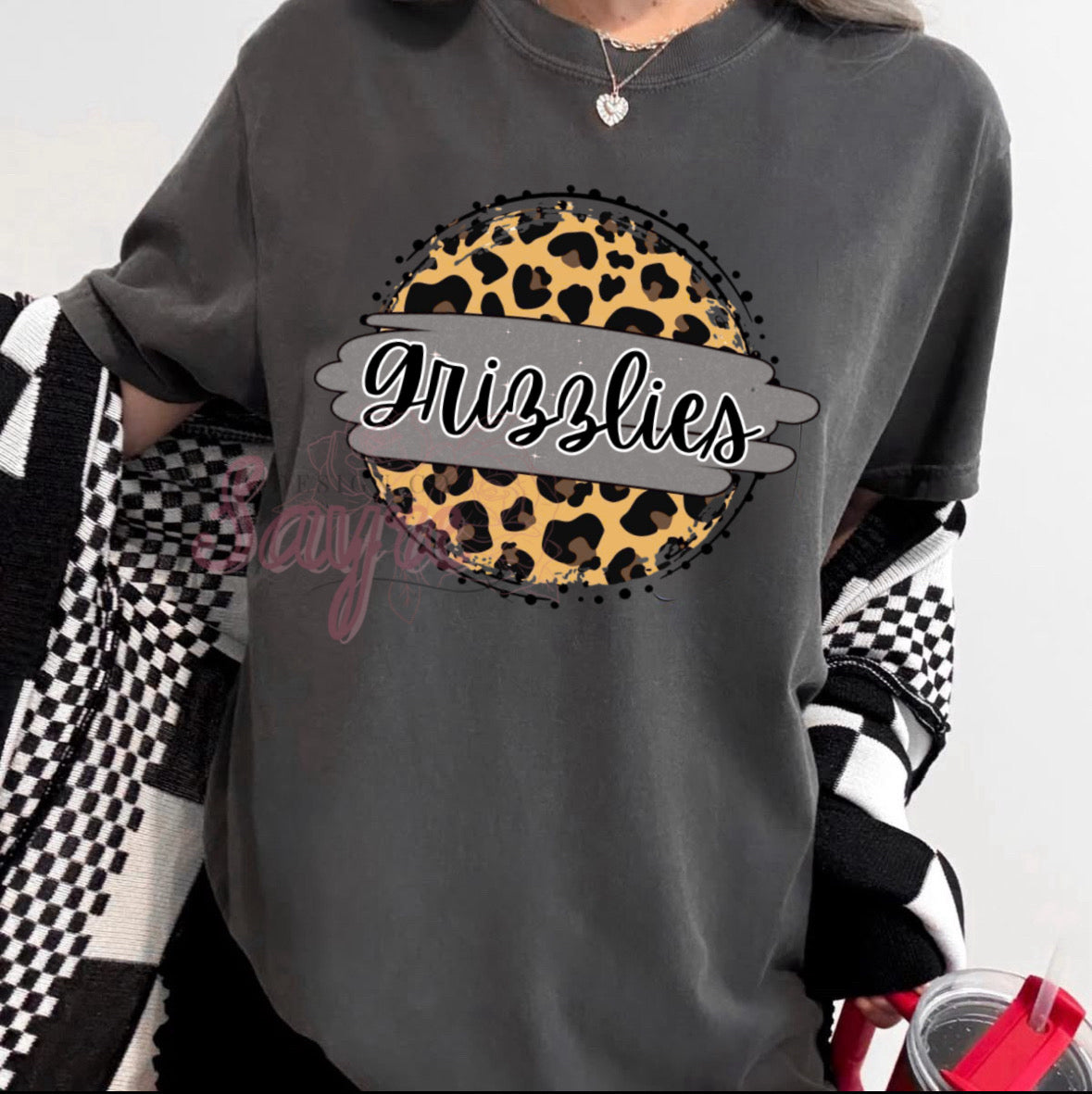 Circle Leopard Grey Grizzlies Shirt/Long Sleeve/Crewneck/Hoodie