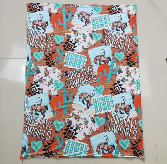 Long Live Cowgirls Minky-Back Blanket 29x43”