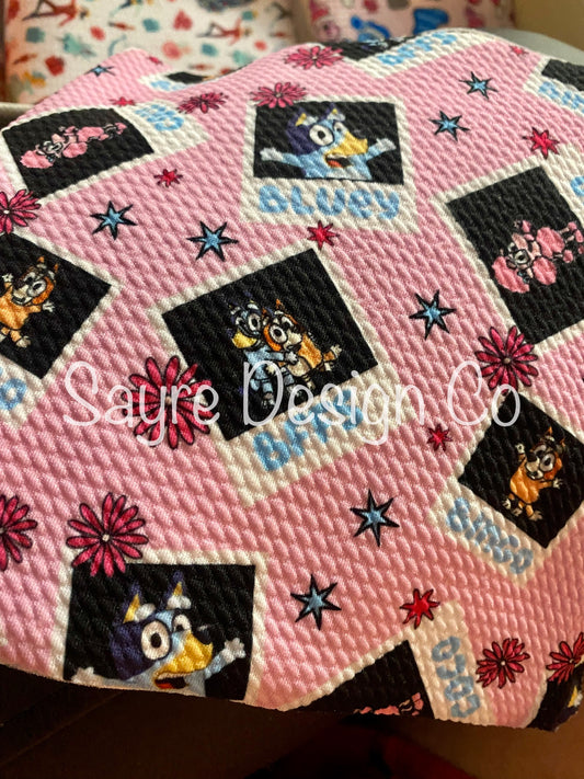 Pink Bluey Character Photos- Bullet Fabric *limited quantity*
