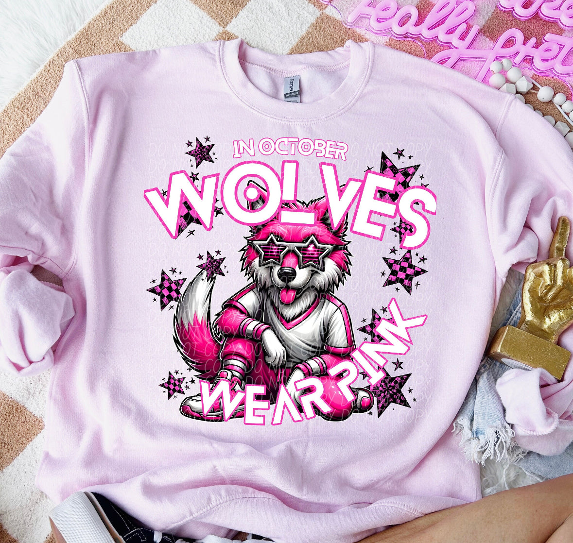 Team Customizable In October Mascot Wear Pink Tee/Sweatshirt