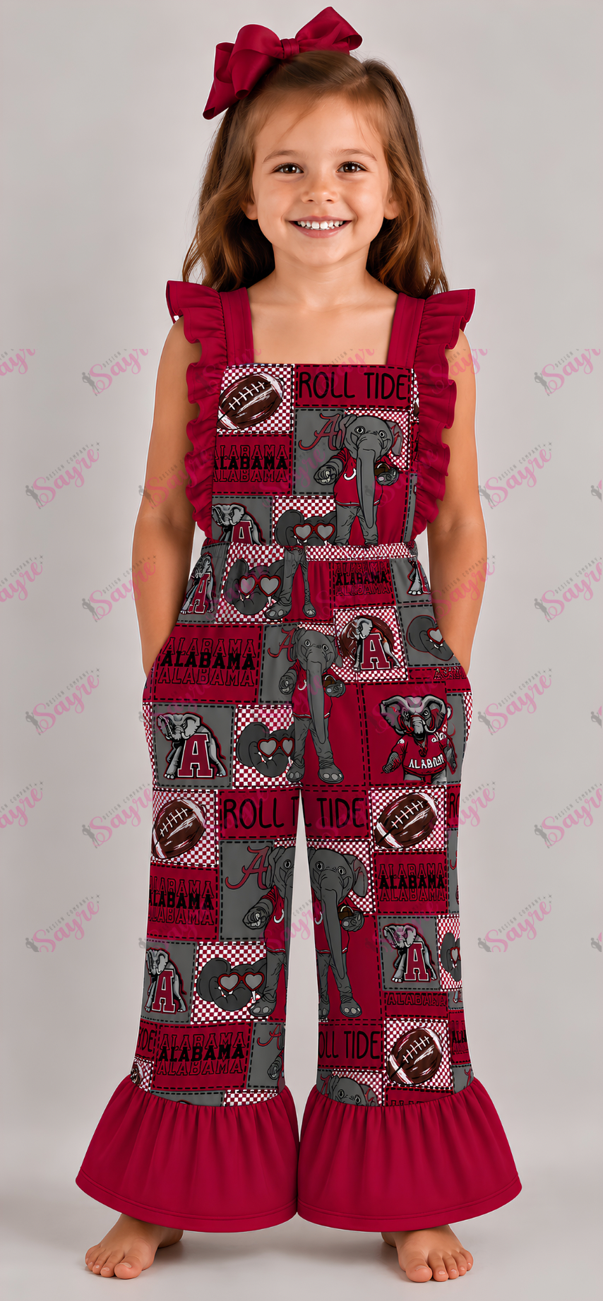 Team Bow Patchwork Romper