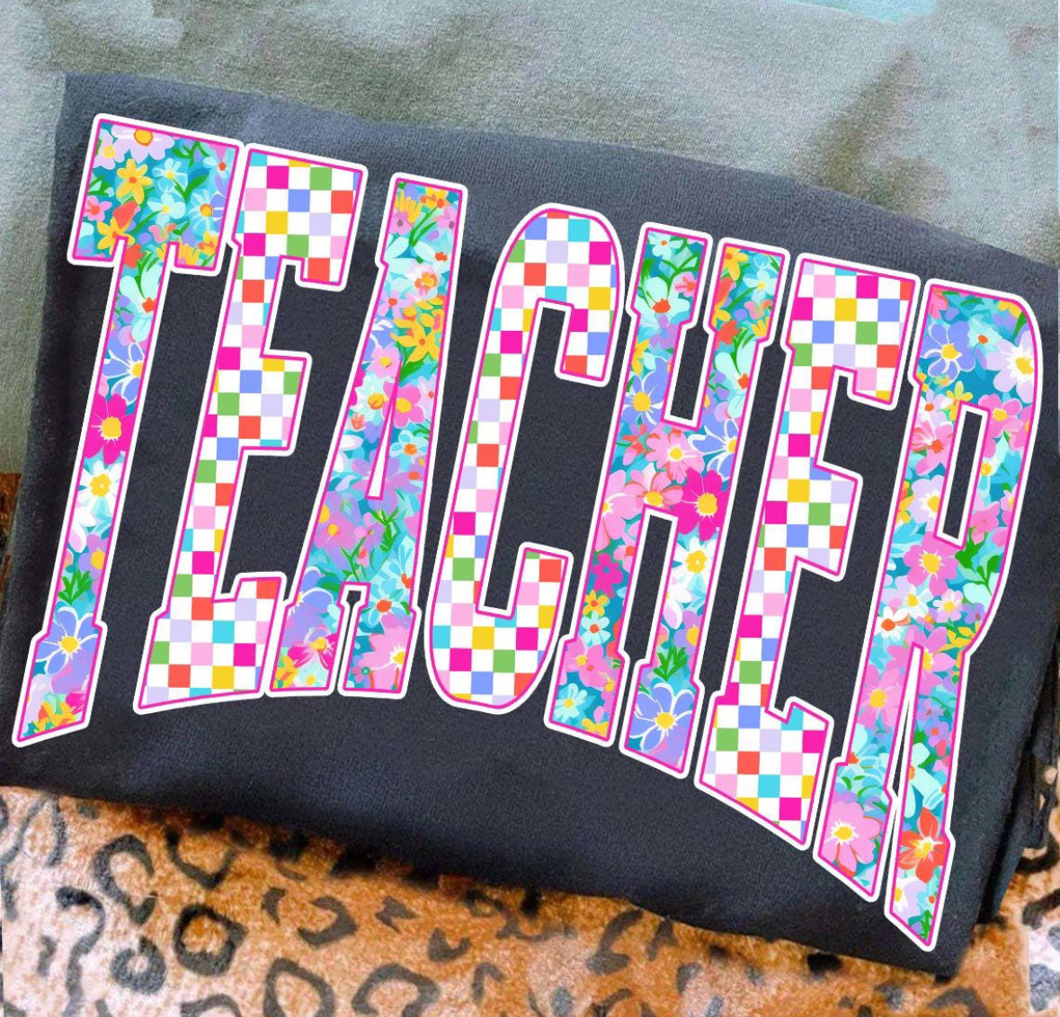 Floral Checker Teacher Tee/Sweatshirt
