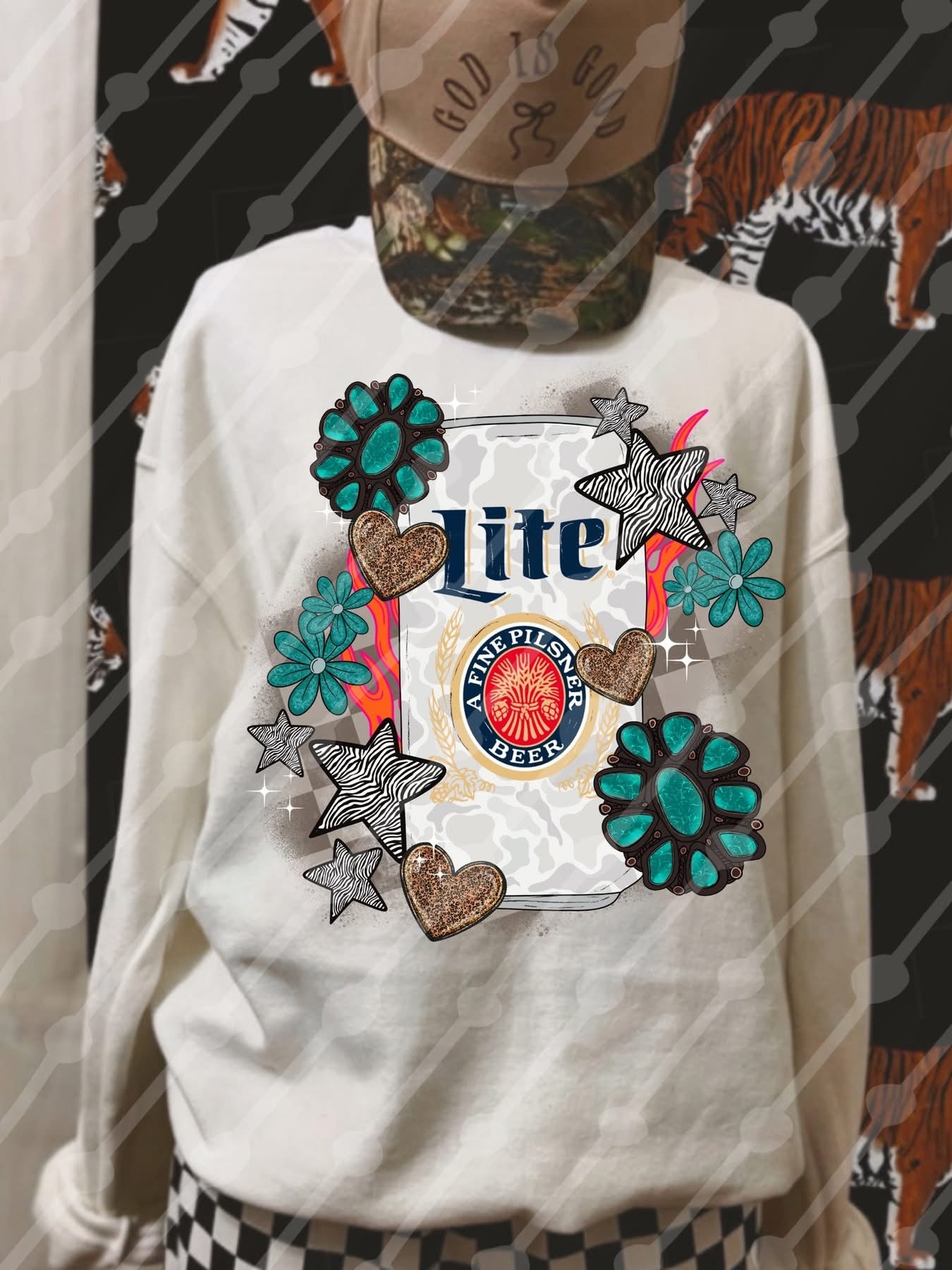 Miller Light Turquoise Pieces Tee/Sweatshirt