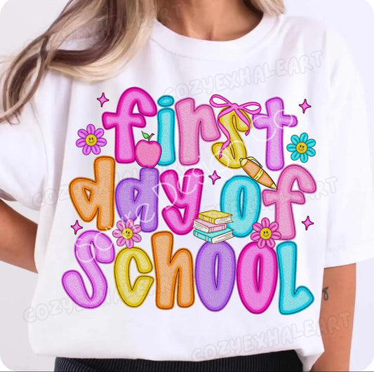 Neon First Day of School Tee Toddler/Youth